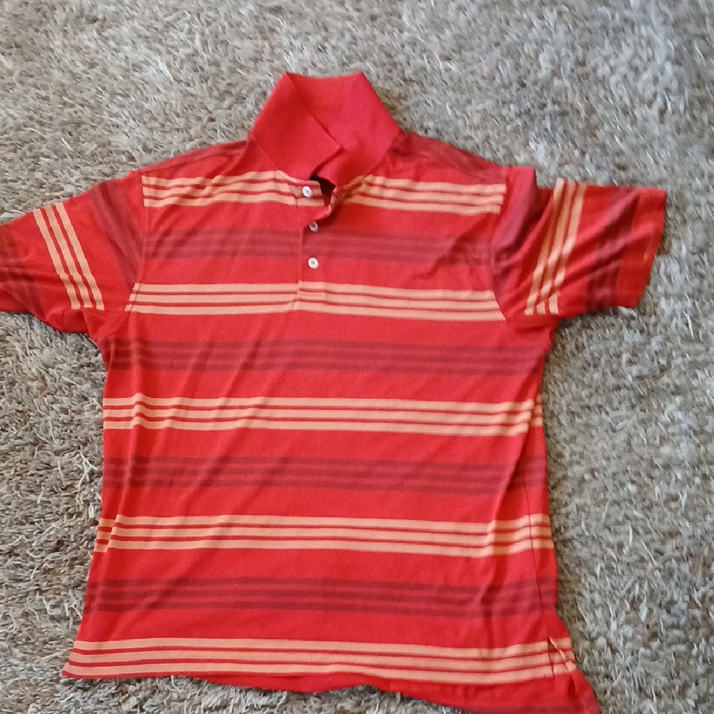 Red and Orange Striped Polo Shirt